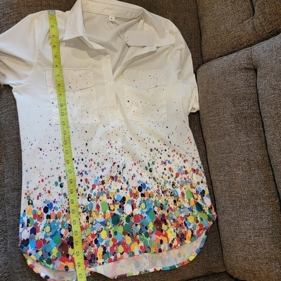 BELLE Lily Long Sleeve Button Down With Rainbow Colors Size M - Picture 10 of 14